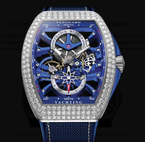 Buy Franck Muller Vanguard Yachting Anchor Skeleton Classic Replica Watch for sale Cheap Price V 45 S6 SQT ANCRE YACHT D (BL)